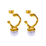 Irregular Gold Pearl Titanium Steel Earrings