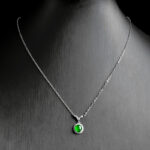 High-end natural A-grade jade green egg surface S925 silver inlaid pendant ice jade women's fashion pendant set chain