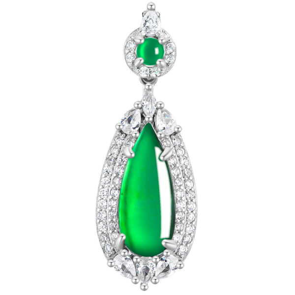 High-end natural A-grade jade green water drop pendant S925 silver inlaid with ice jade women's necklace fashion pendant