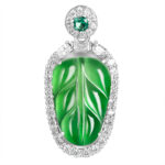 Natural A-grade jade green leaves ice jade pendant S925 silver inlaid jade pendant women's necklace fashion pendant