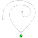 High-end natural A-grade jade green egg surface S925 silver inlaid pendant ice jade women's fashion pendant set chain