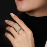 S925 silver inlaid natural A grade jadeite ice green jade ring fashion men's ring women's adjustable