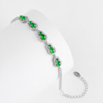 High-end natural A-grade jadeite sun green gourd bracelet ice jade S925 silver inlaid women's fashion jewelry